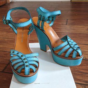 Marc Jacobs Teal Blue Studded Wedges